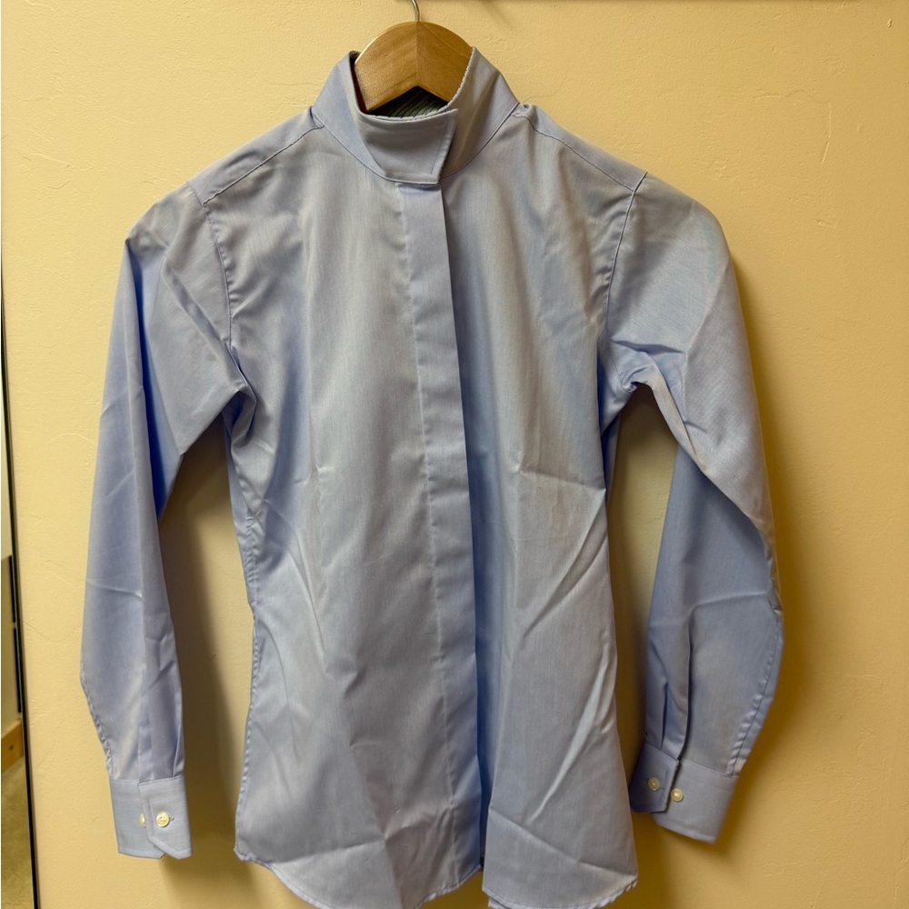 Beacon Hill Equestrian Riding Show Shirt Oxford Blue Girls Size 14